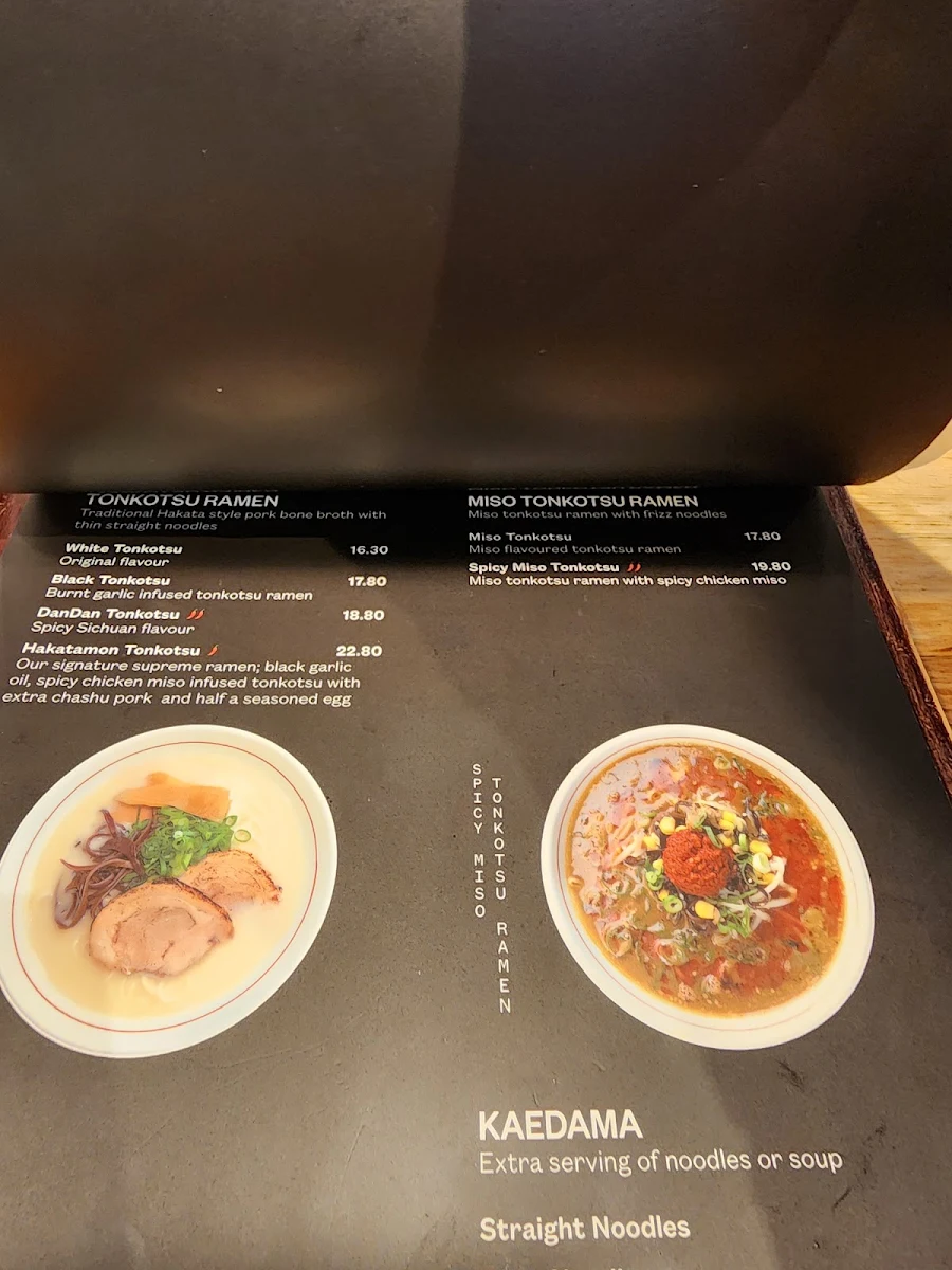 Menu, Hakatamon Ramen Chatswood