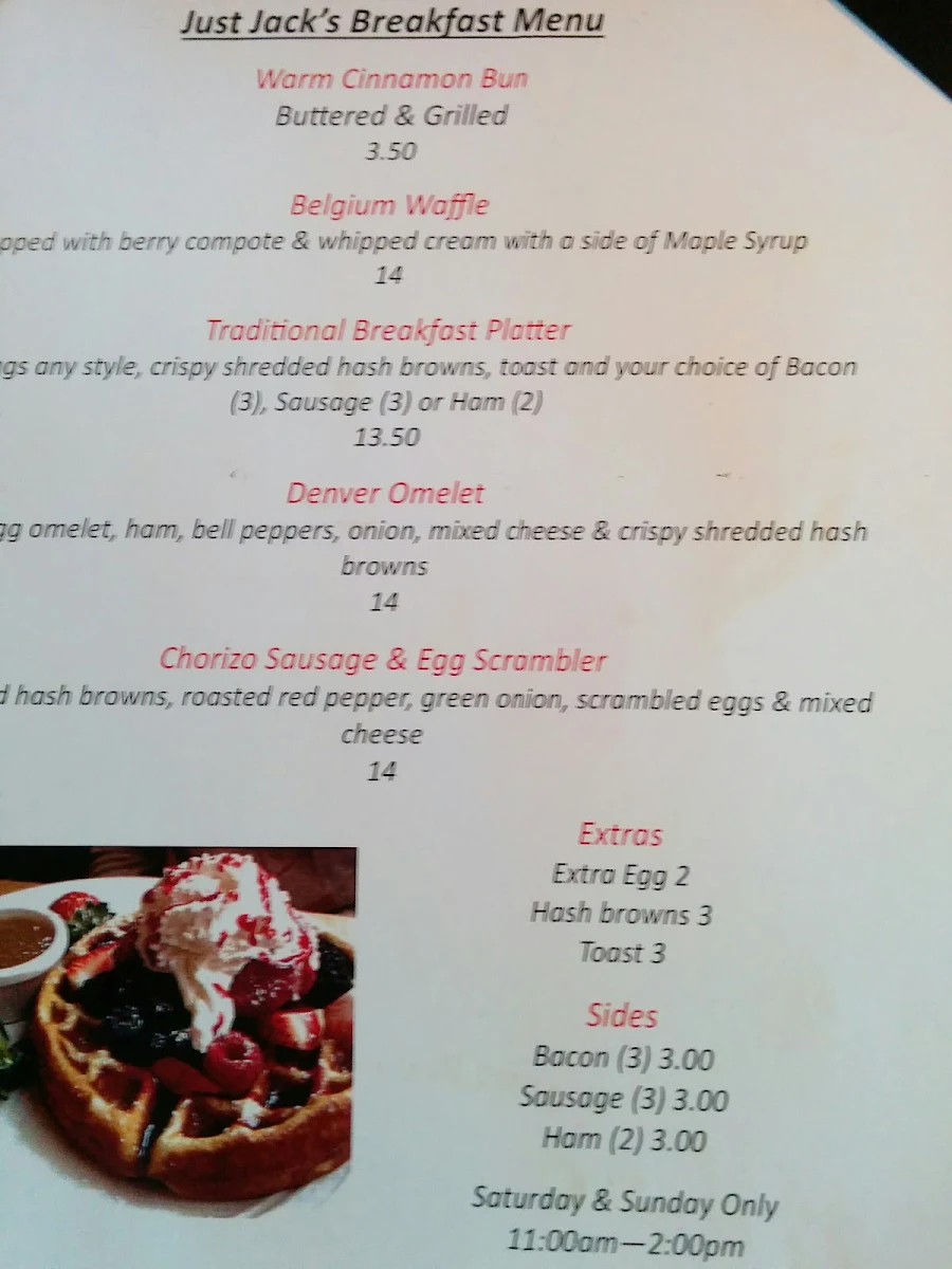 Menu, Just Jacks