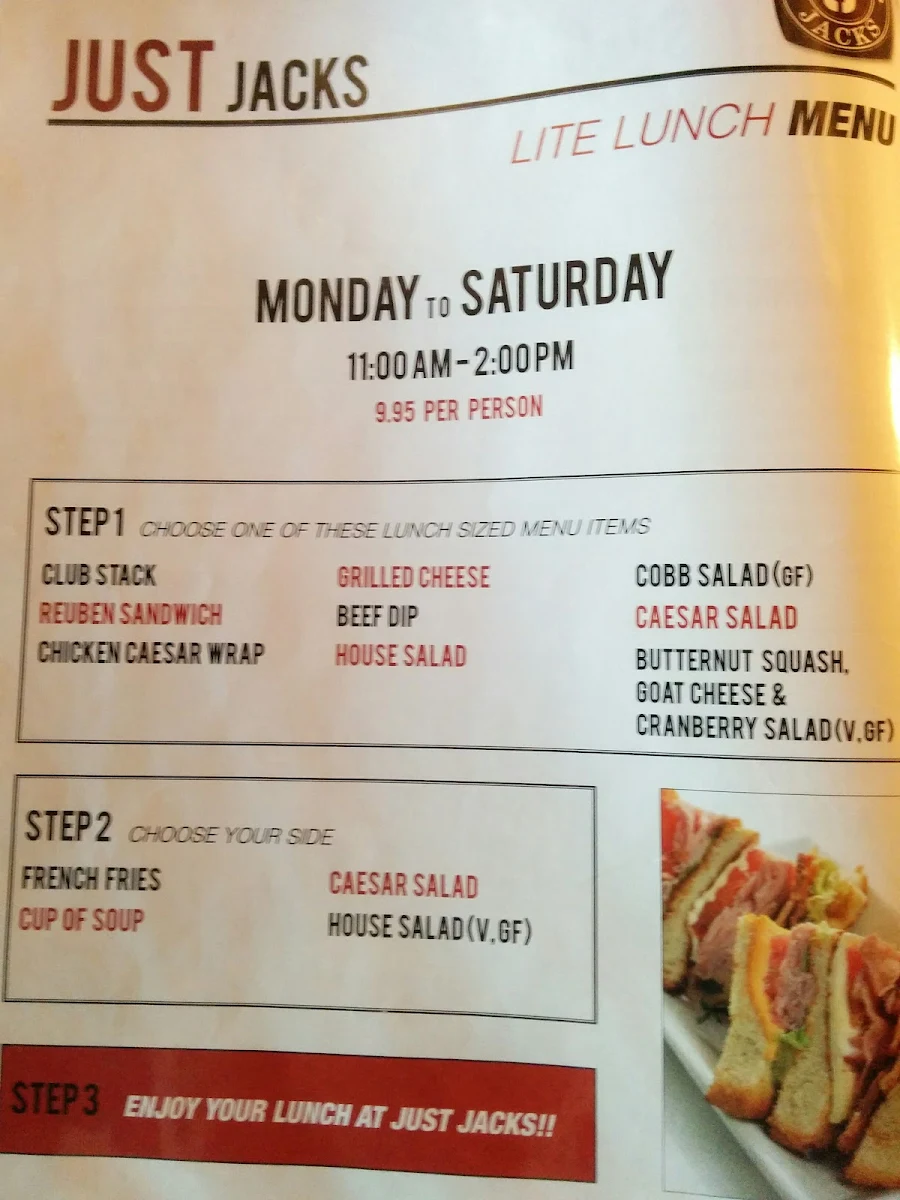 Menu, Just Jacks