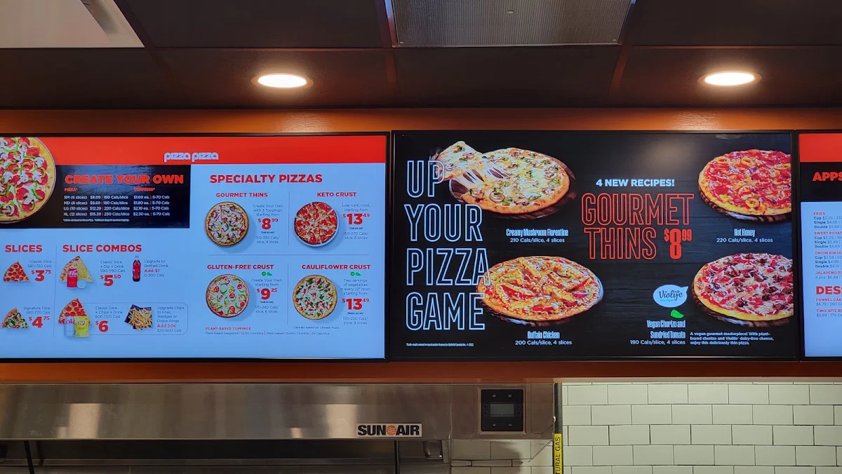 Menu, Pizza Pizza