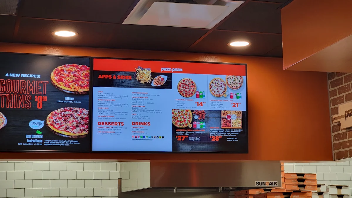 Menu, Pizza Pizza
