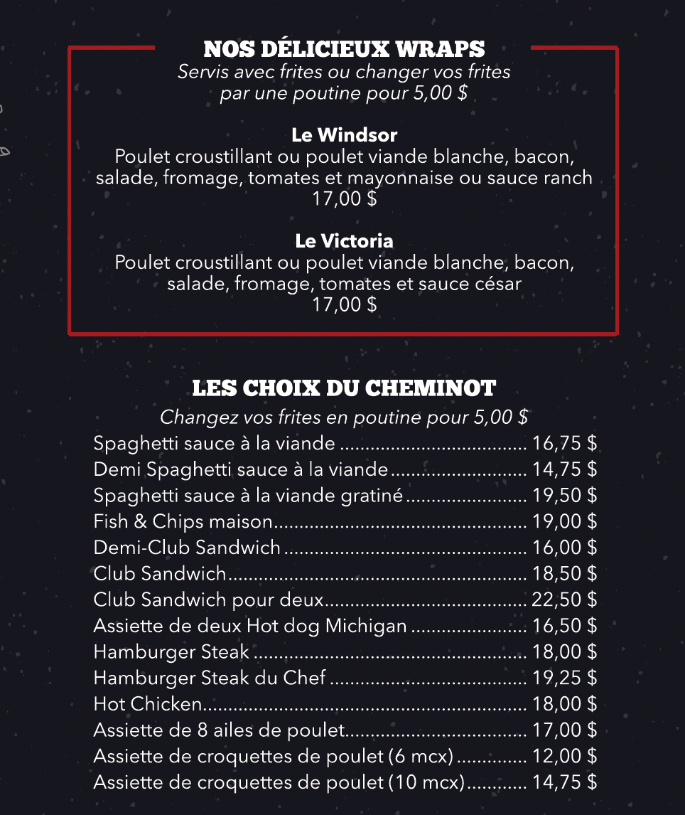 Menu, Resto Station 45