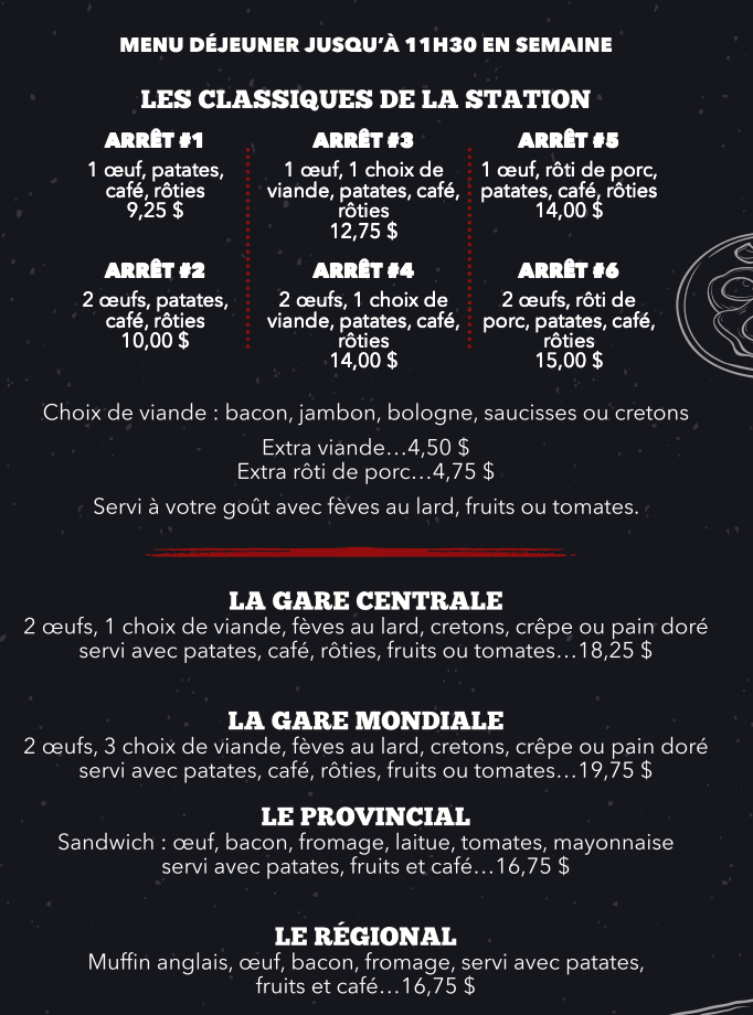 Menu, Resto Station 45