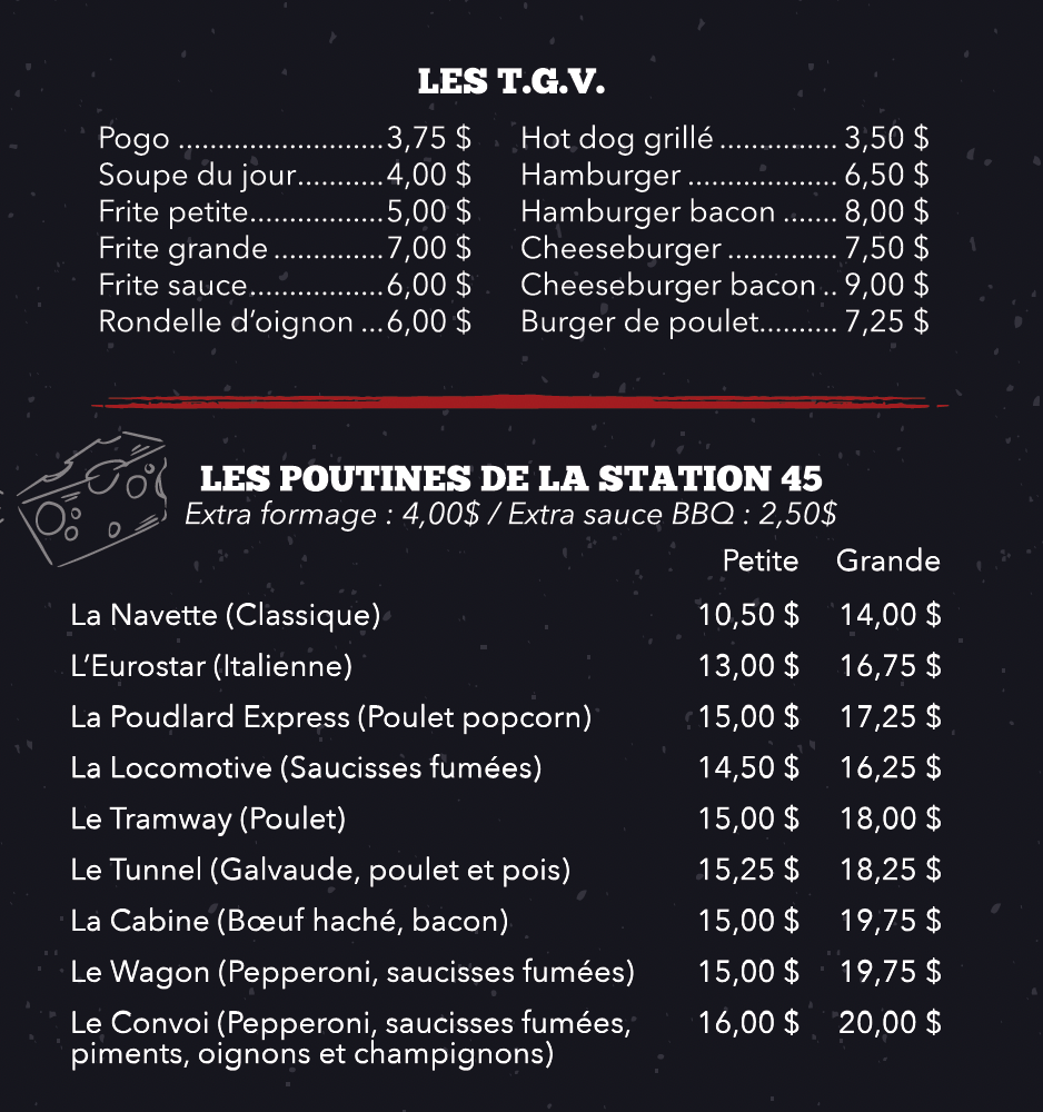 Menu, Resto Station 45