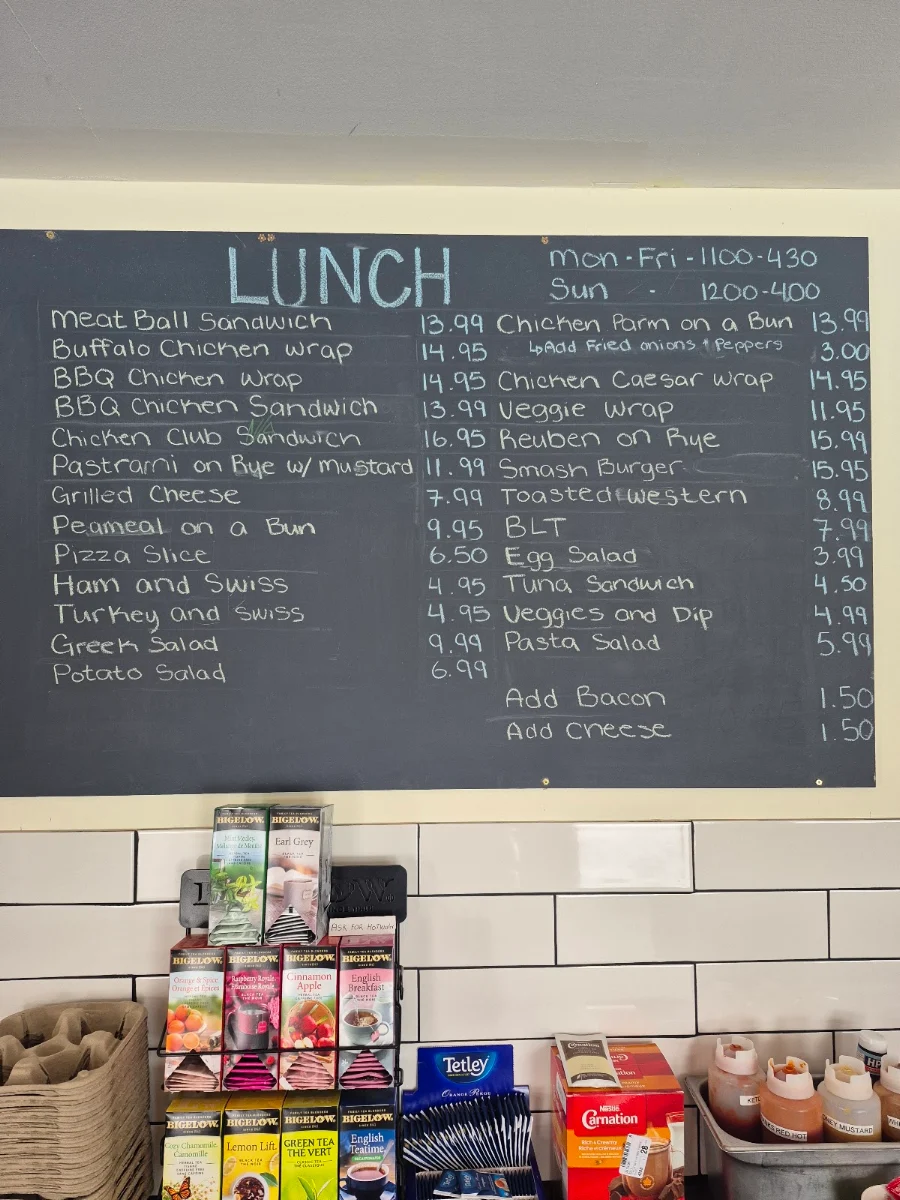 Menu, Tina Leigh's kitchen express
