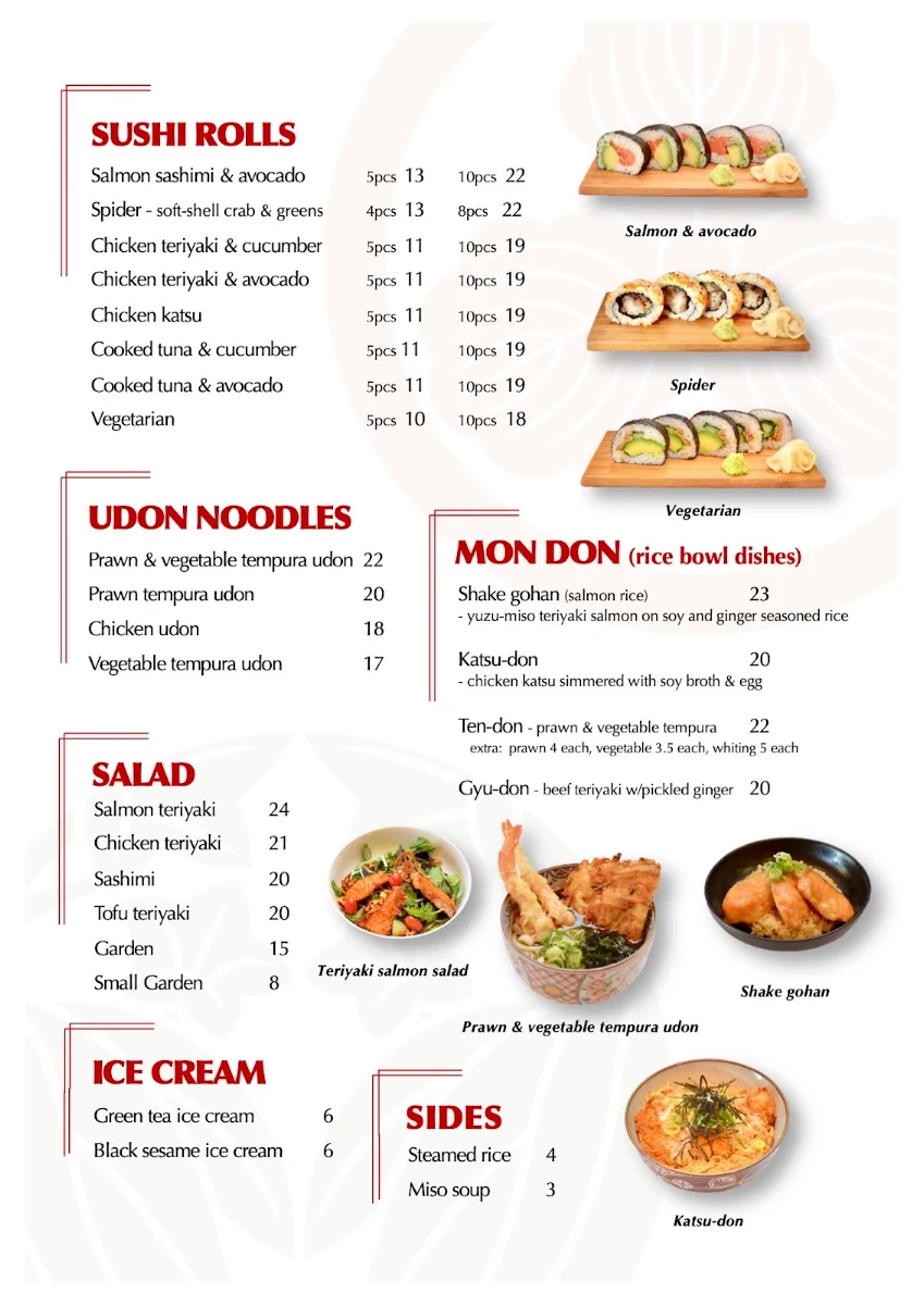 Menu, MON JAPANESE BISTRO