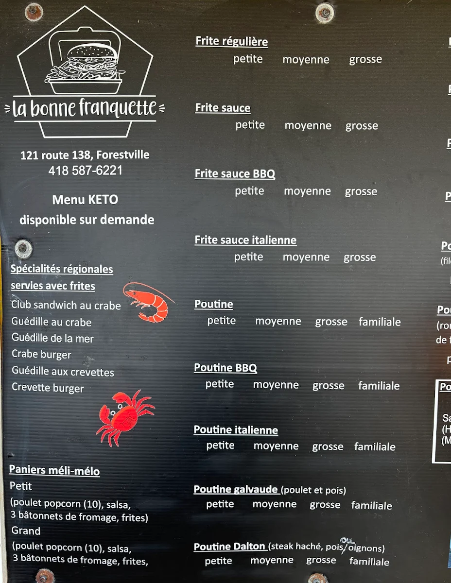Menu, Cantine La Bonne Franquette