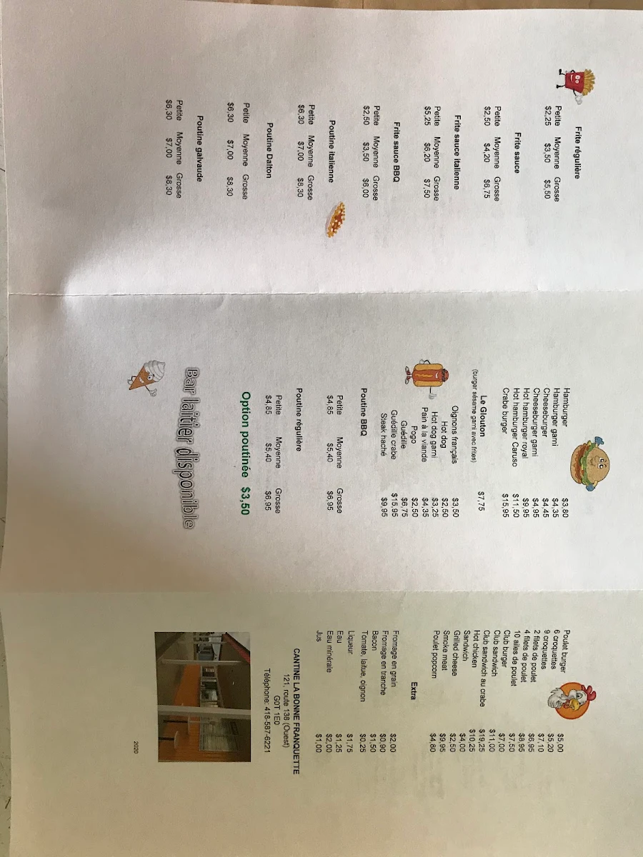 Menu, Cantine La Bonne Franquette