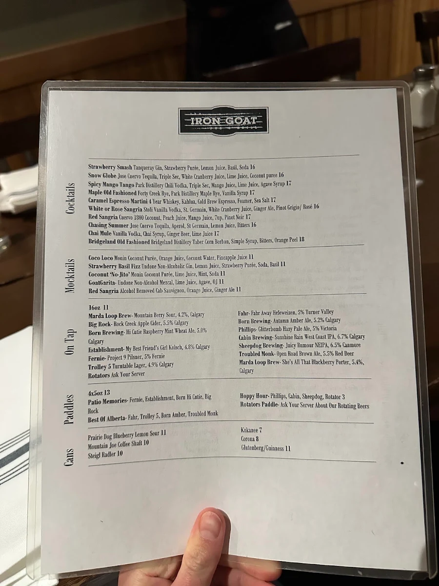 Menu, Iron Goat Pub & Grill