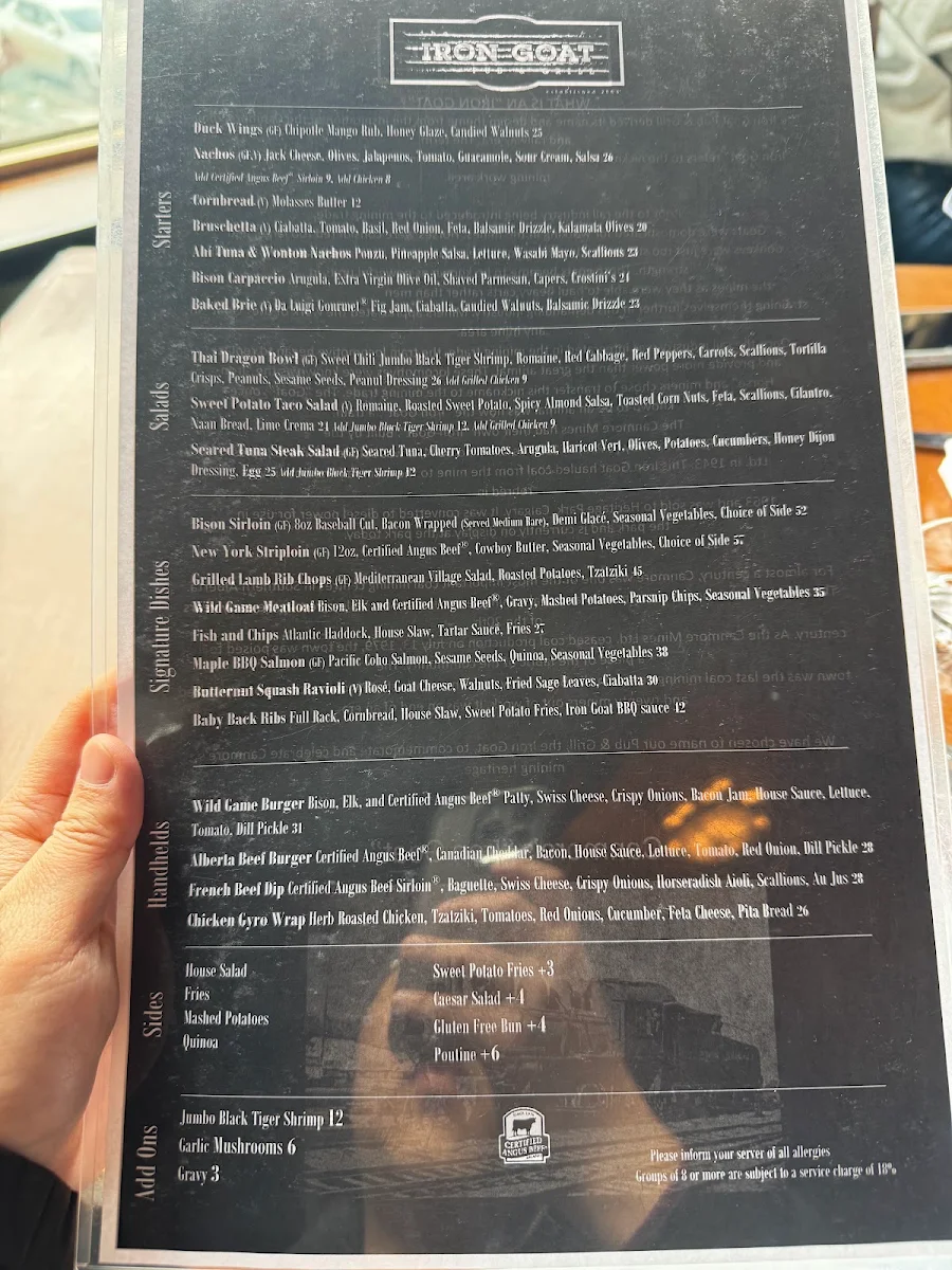 Menu, Iron Goat Pub & Grill