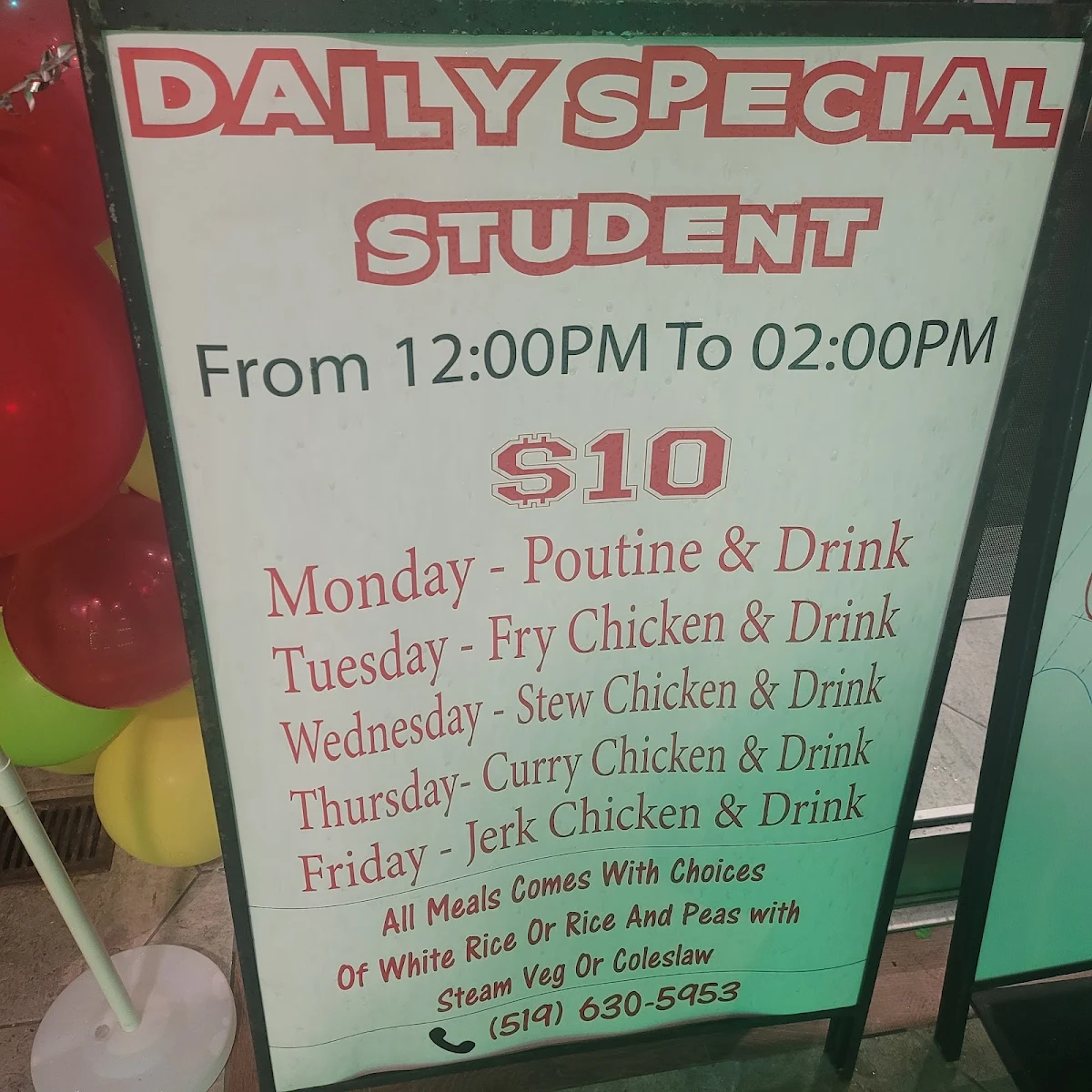 Menu, Mundys Catering
