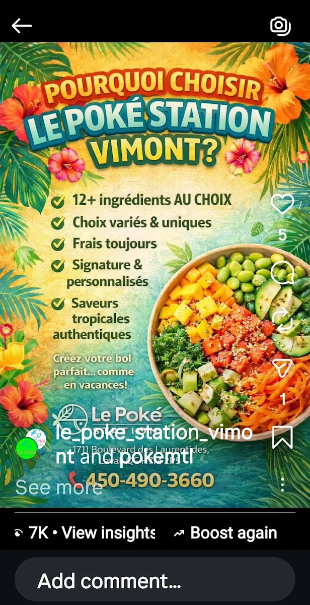 Menu, Le Poke Station Vimont