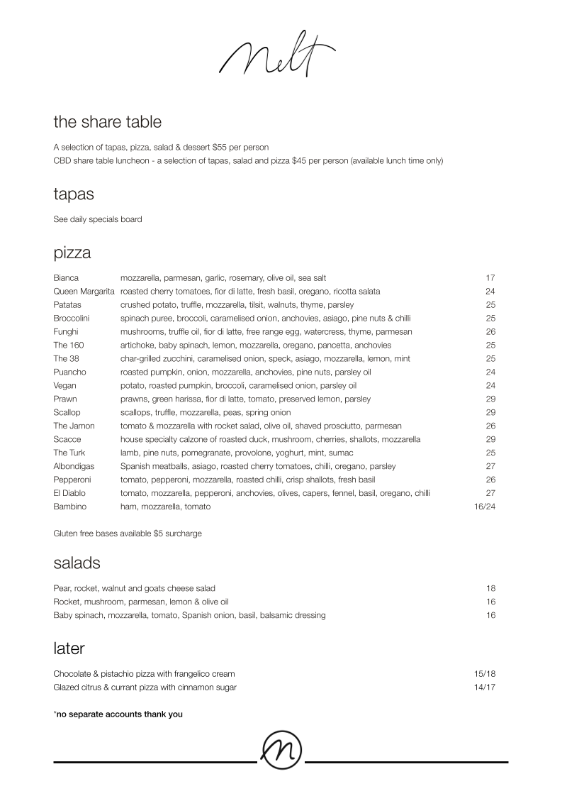 Menu, Melt CBD