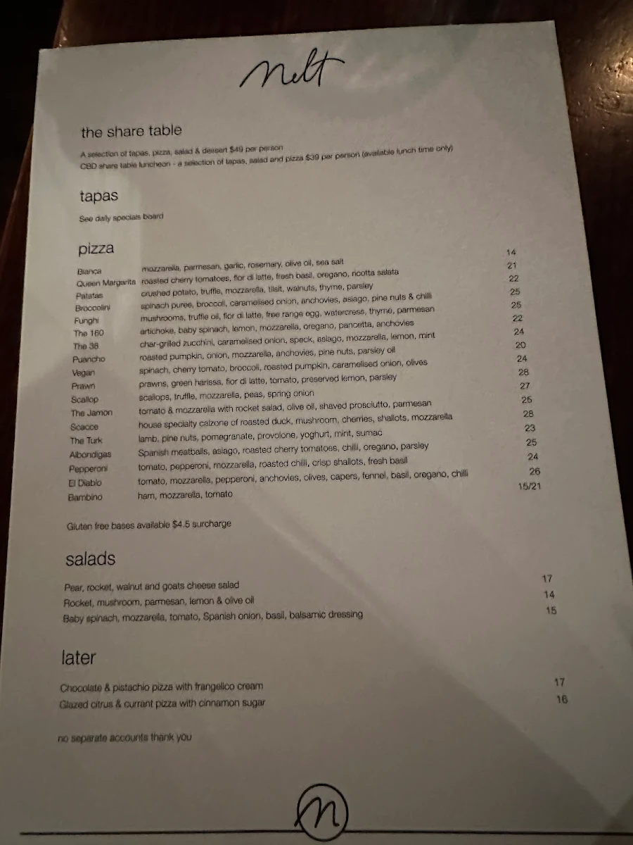 Menu, Melt CBD
