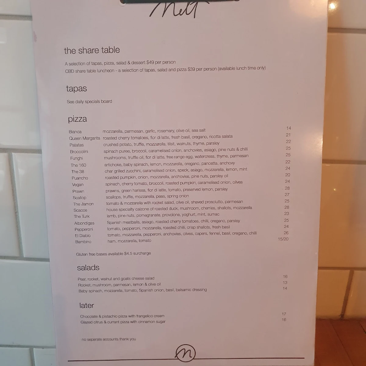 Menu, Melt CBD