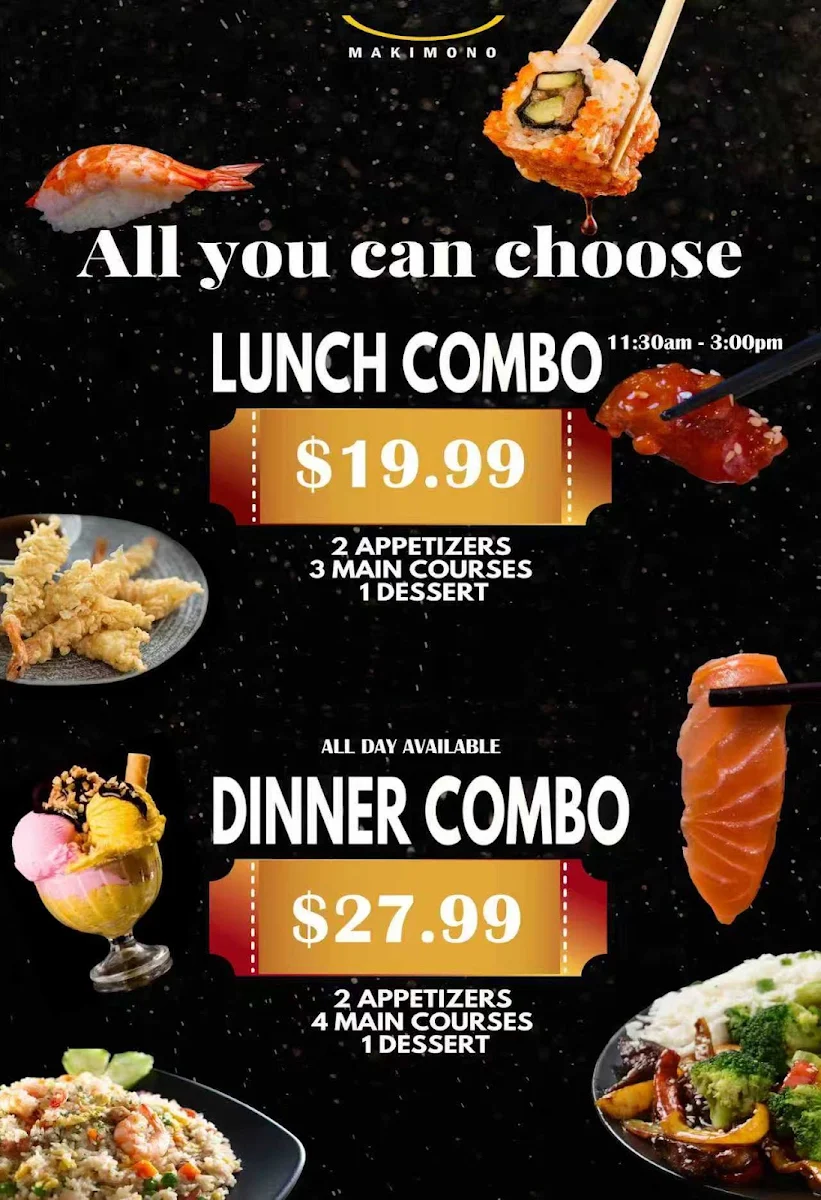 Menu, Makimono Sushi Bar & Restaurant