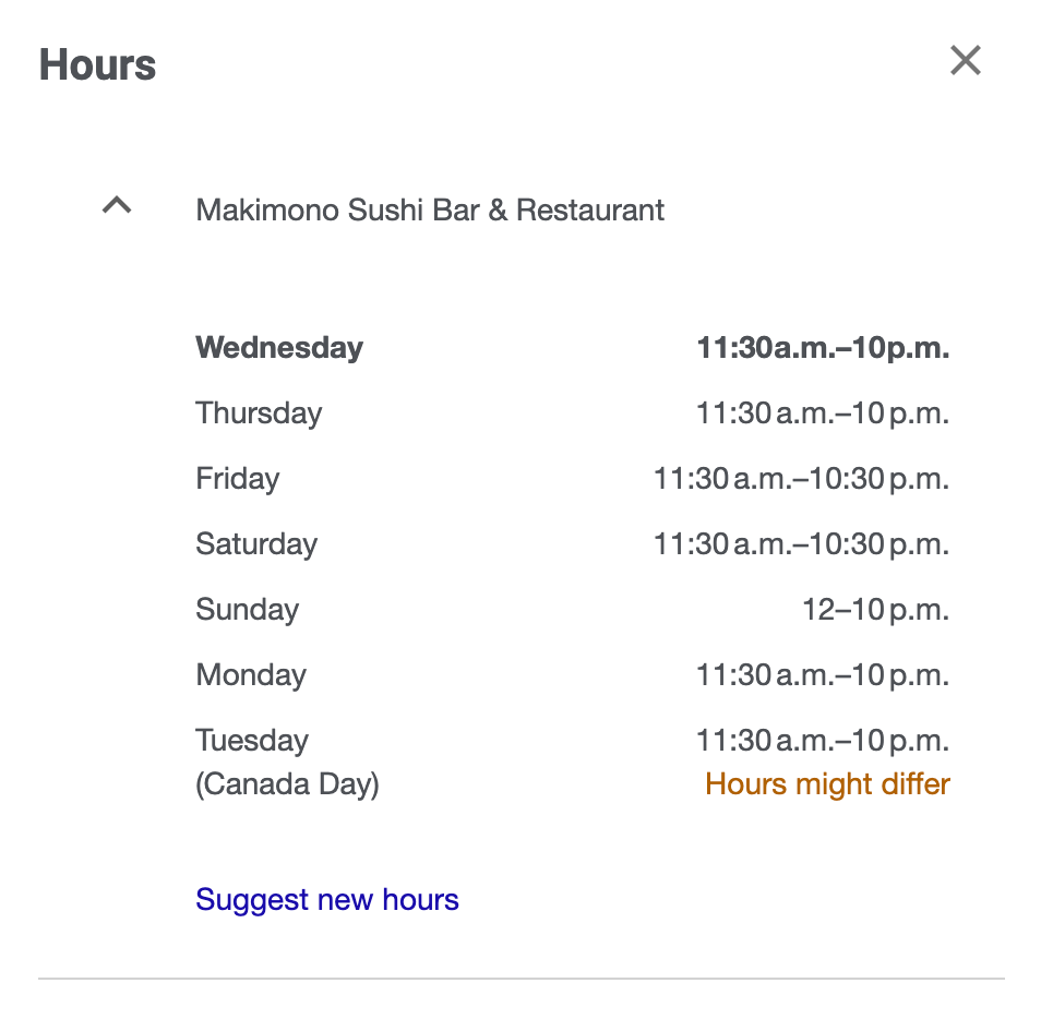 Menu, Makimono Sushi Bar & Restaurant