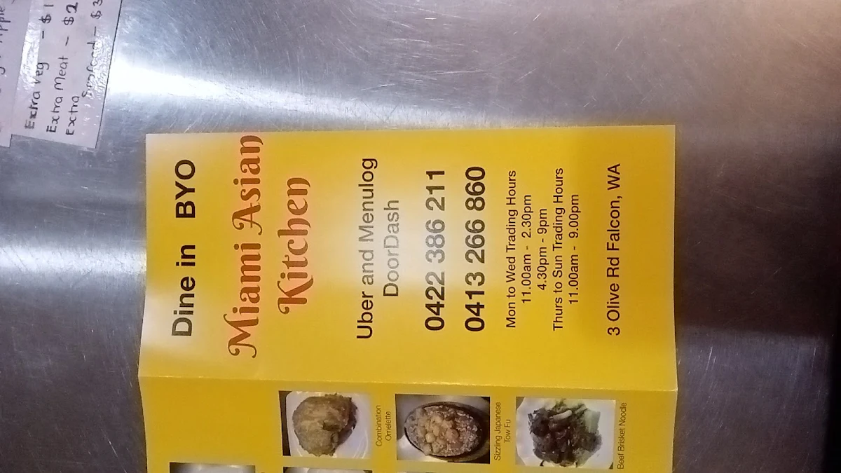 Menu, Miami Asian Kitchen
