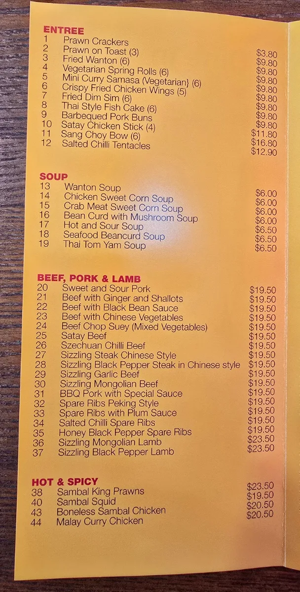 Menu, Miami Asian Kitchen