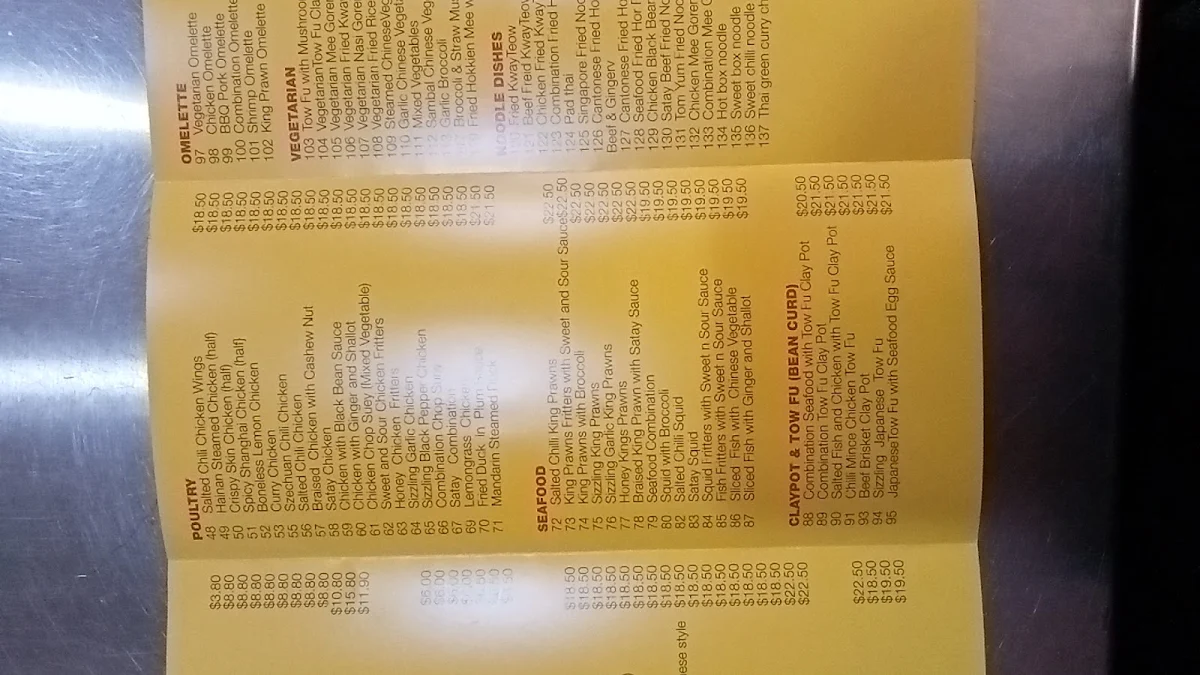Menu, Miami Asian Kitchen