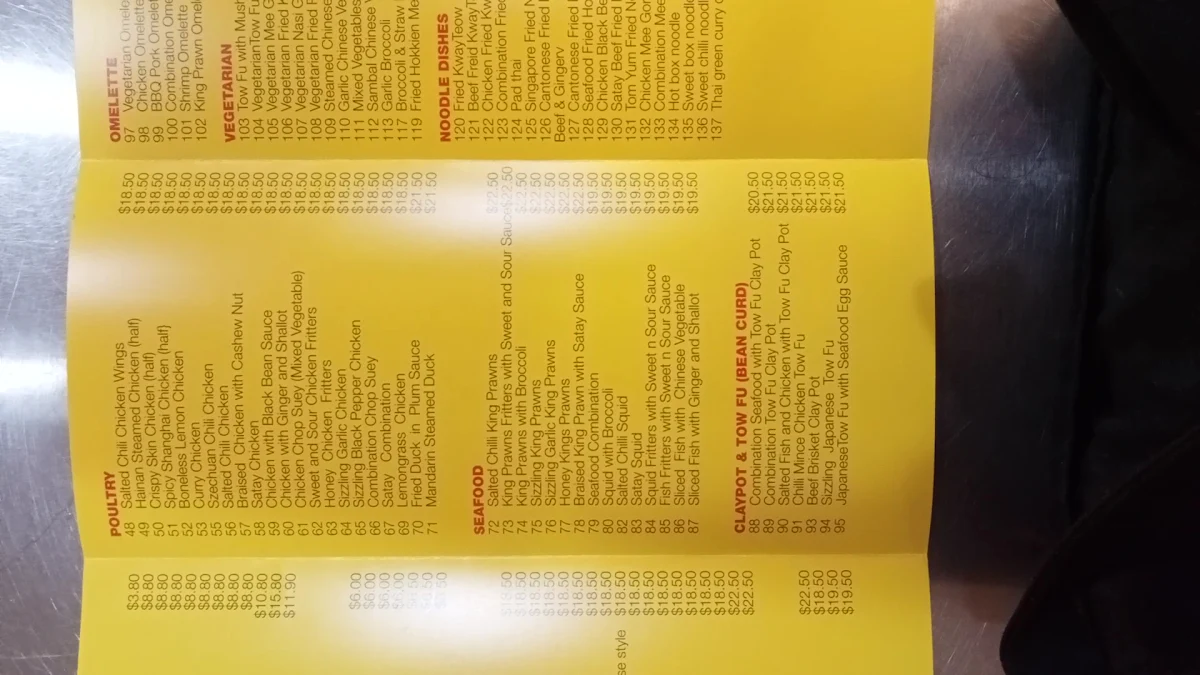 Menu, Miami Asian Kitchen