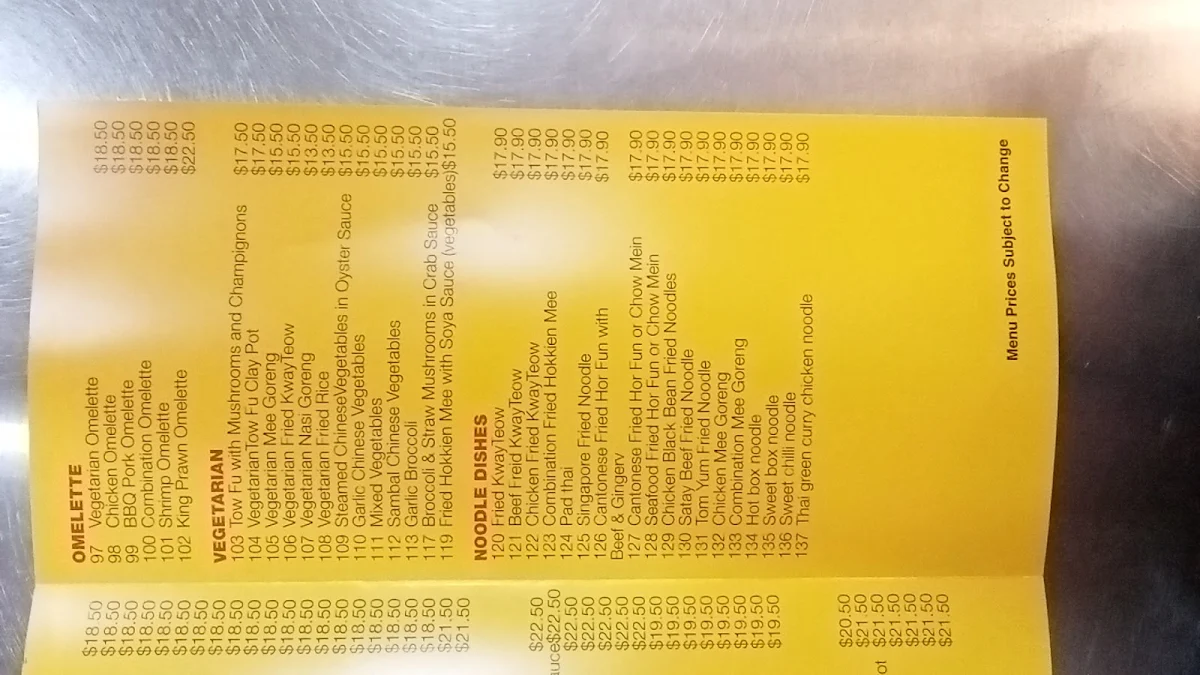 Menu, Miami Asian Kitchen