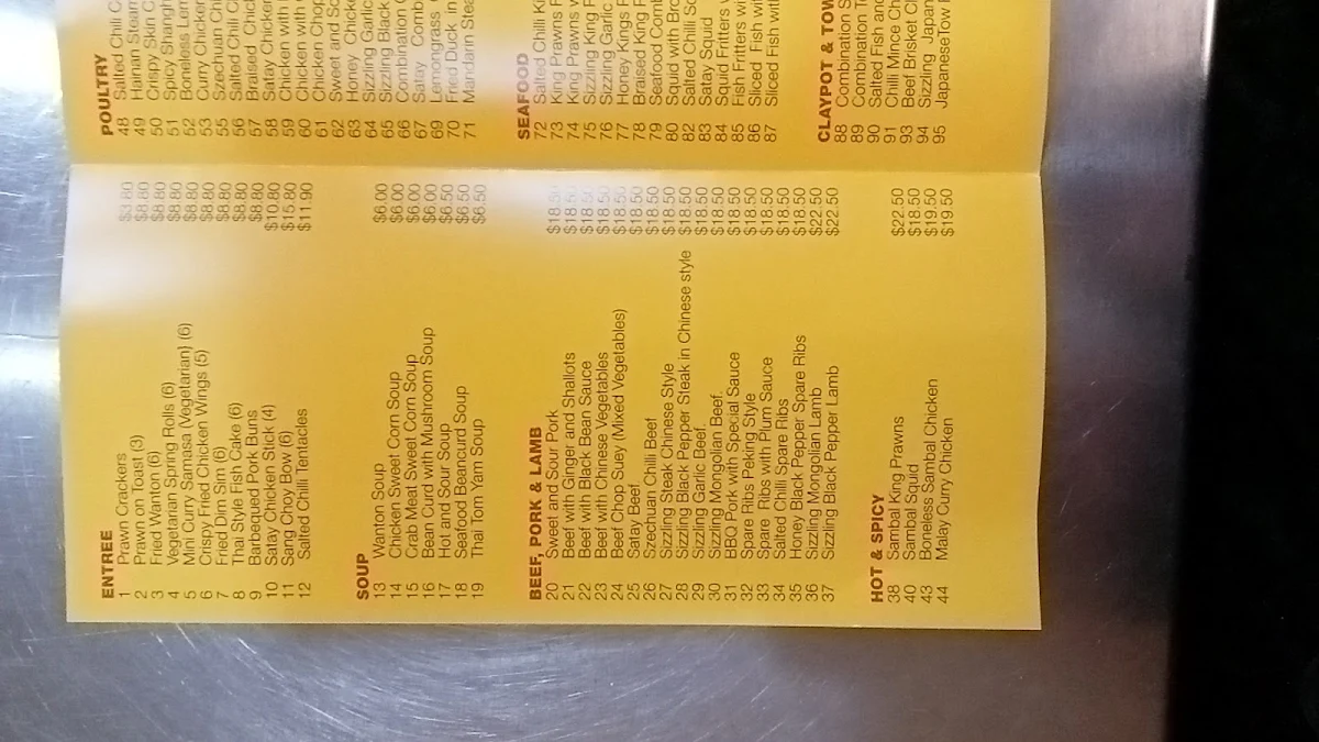 Menu, Miami Asian Kitchen