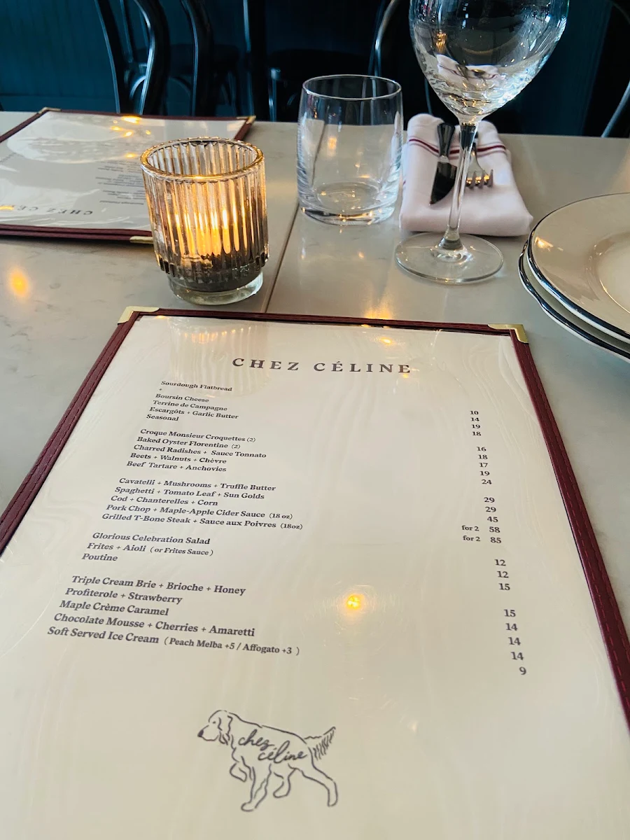 Menu, Chez Céline
