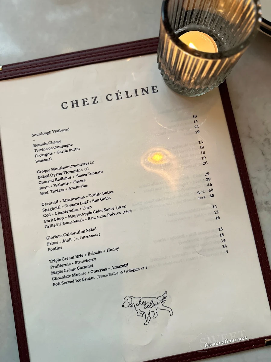 Menu, Chez Céline