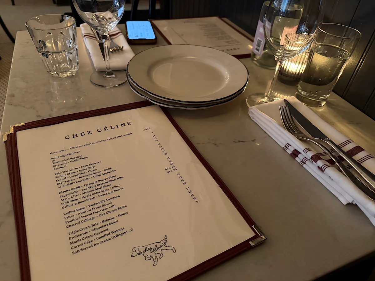 Menu, Chez Céline