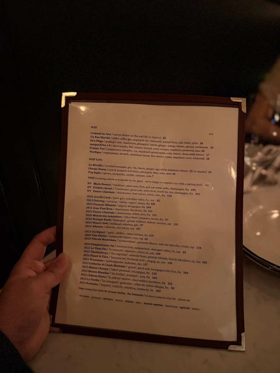 Menu, Chez Céline