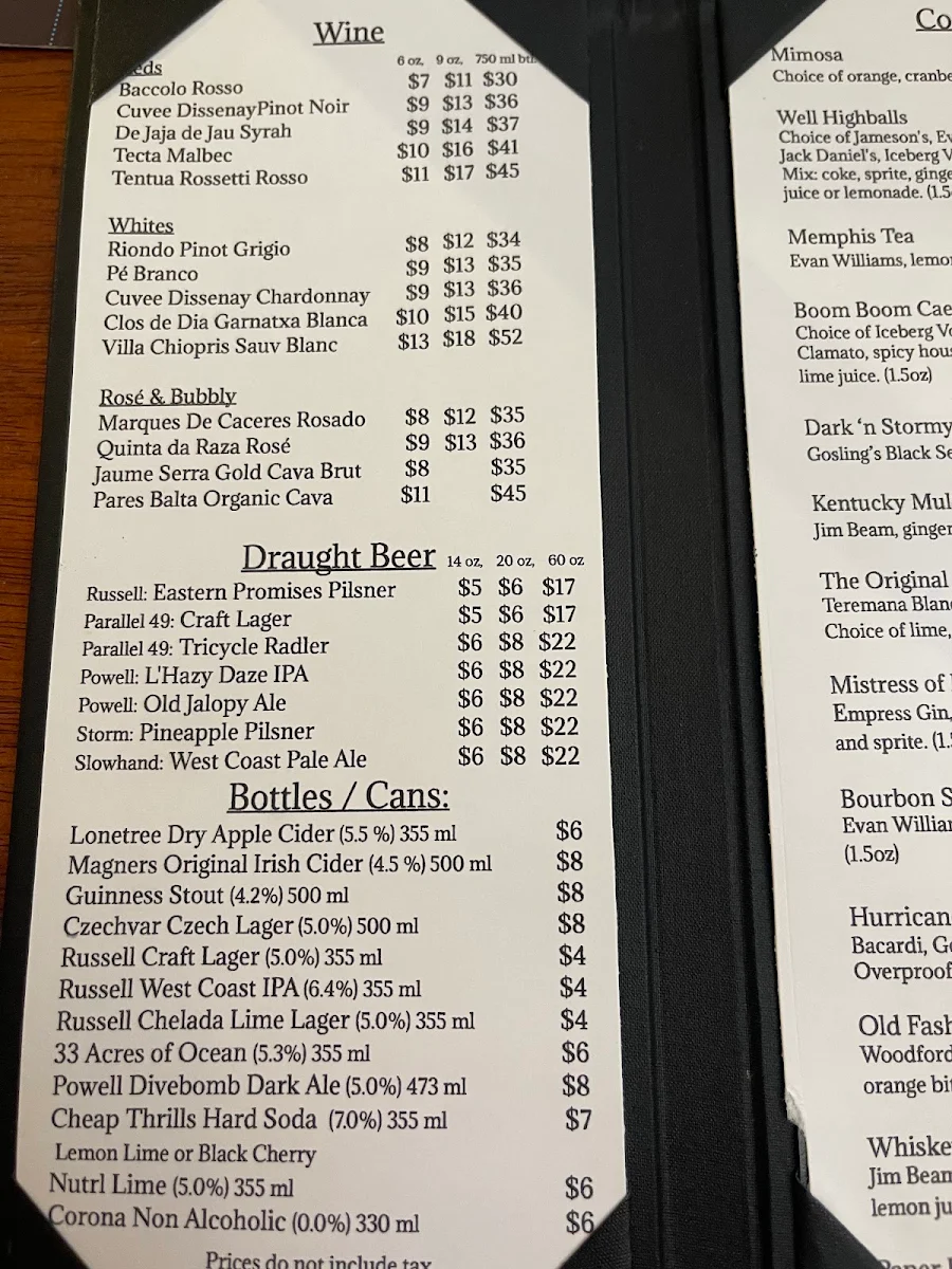 Menu, Memphis Blues Barbeque House