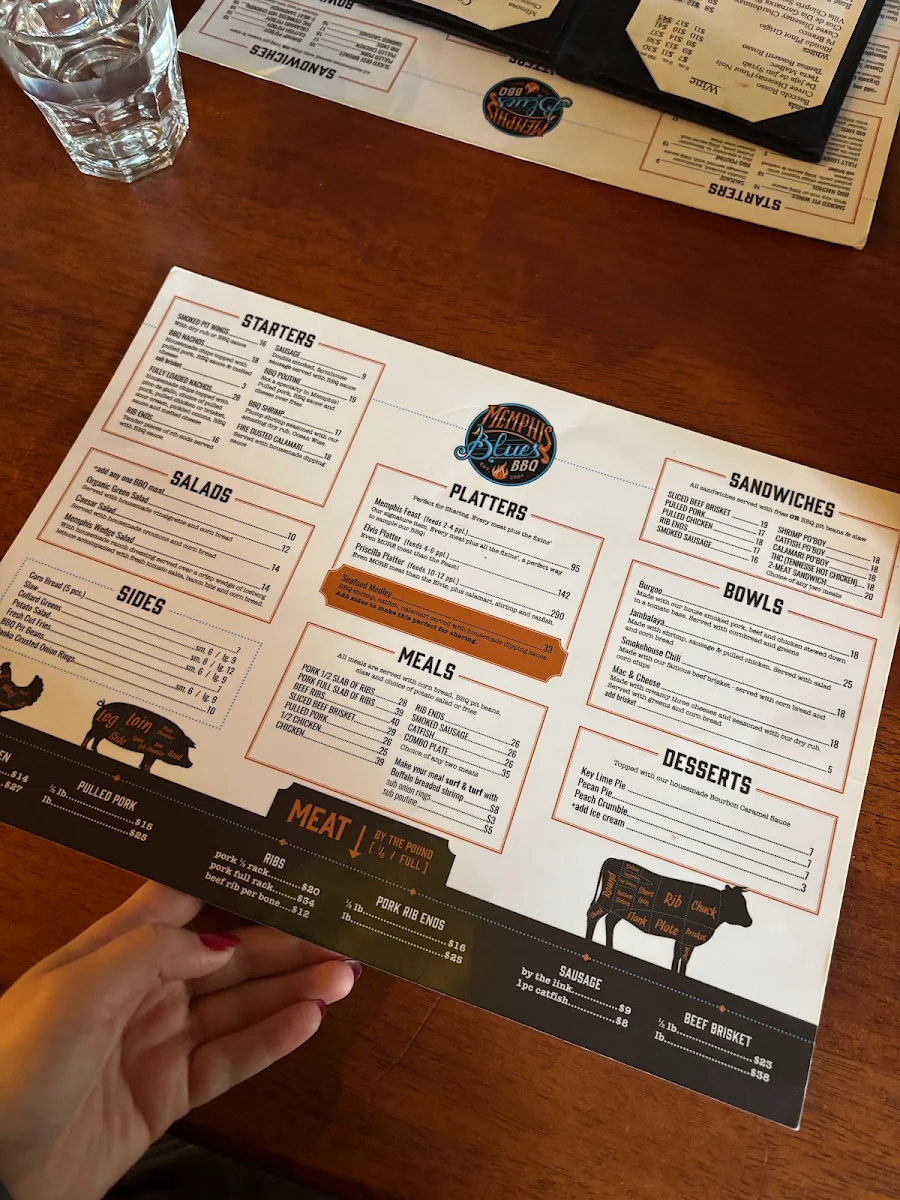 Menu, Memphis Blues Barbeque House