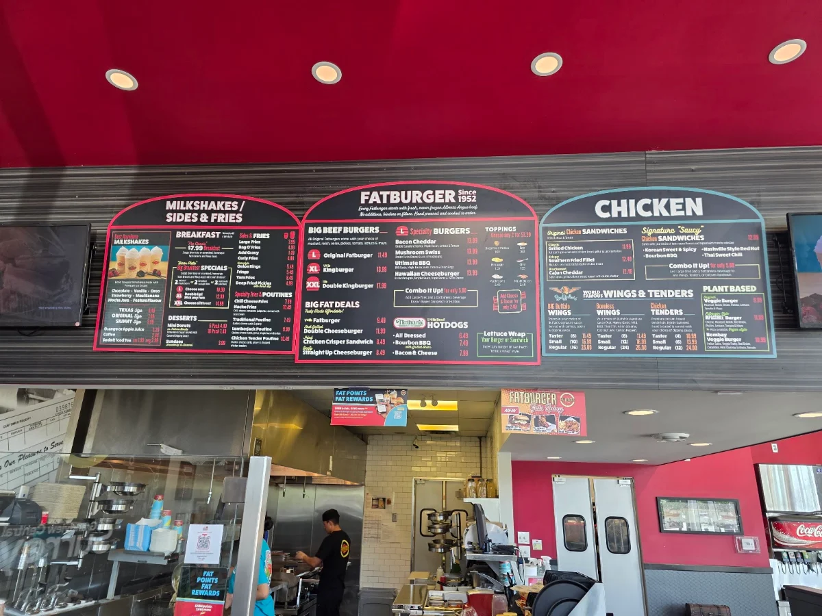 Menu, Fatburger Grandview Central