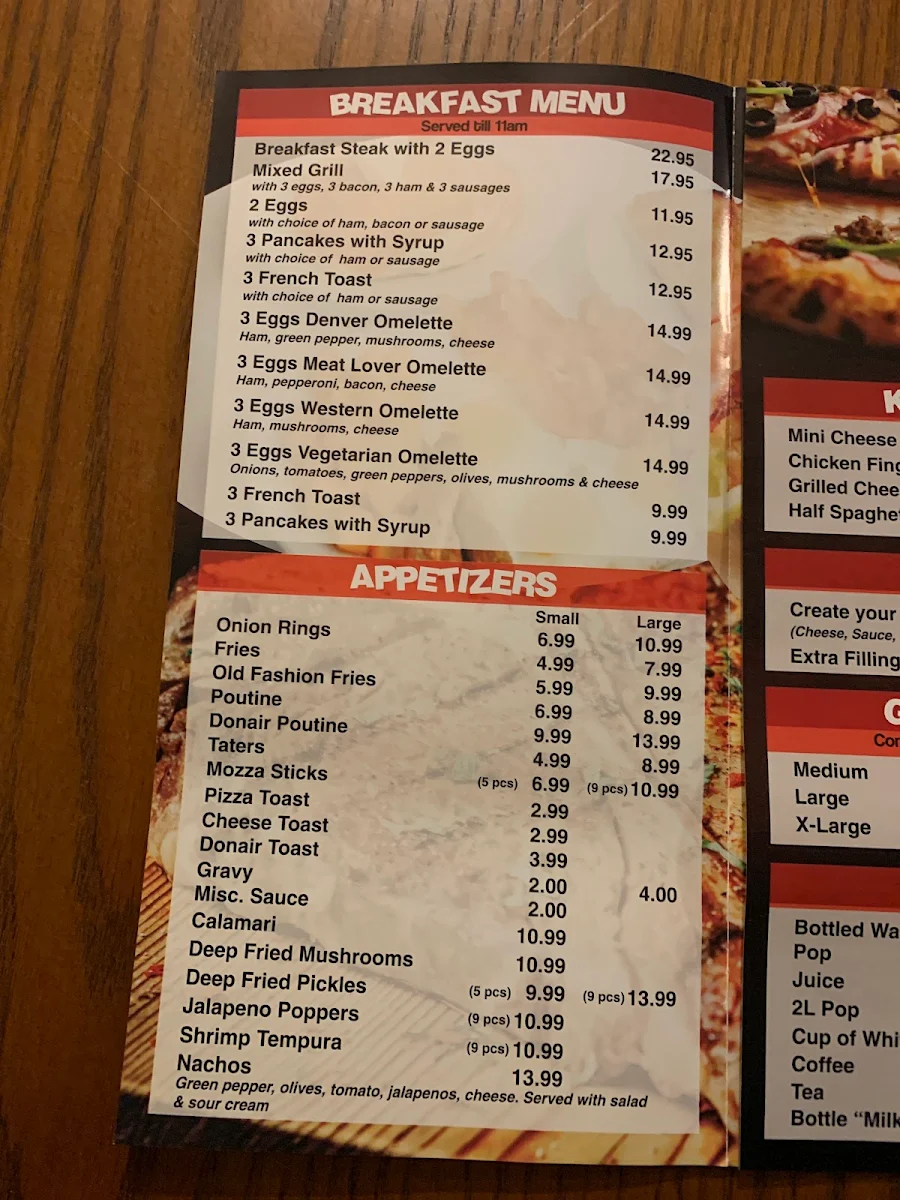 Menu, Chips Family Restaurant