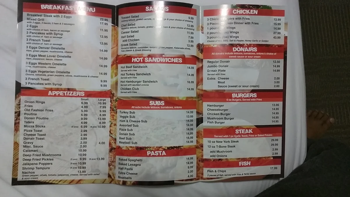 Menu, Chips Family Restaurant