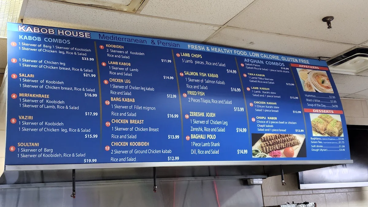 Menu, Persian Kebab House