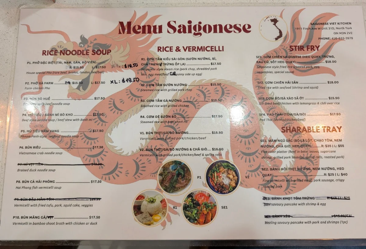 Menu, Saigonese Viet Kitchen