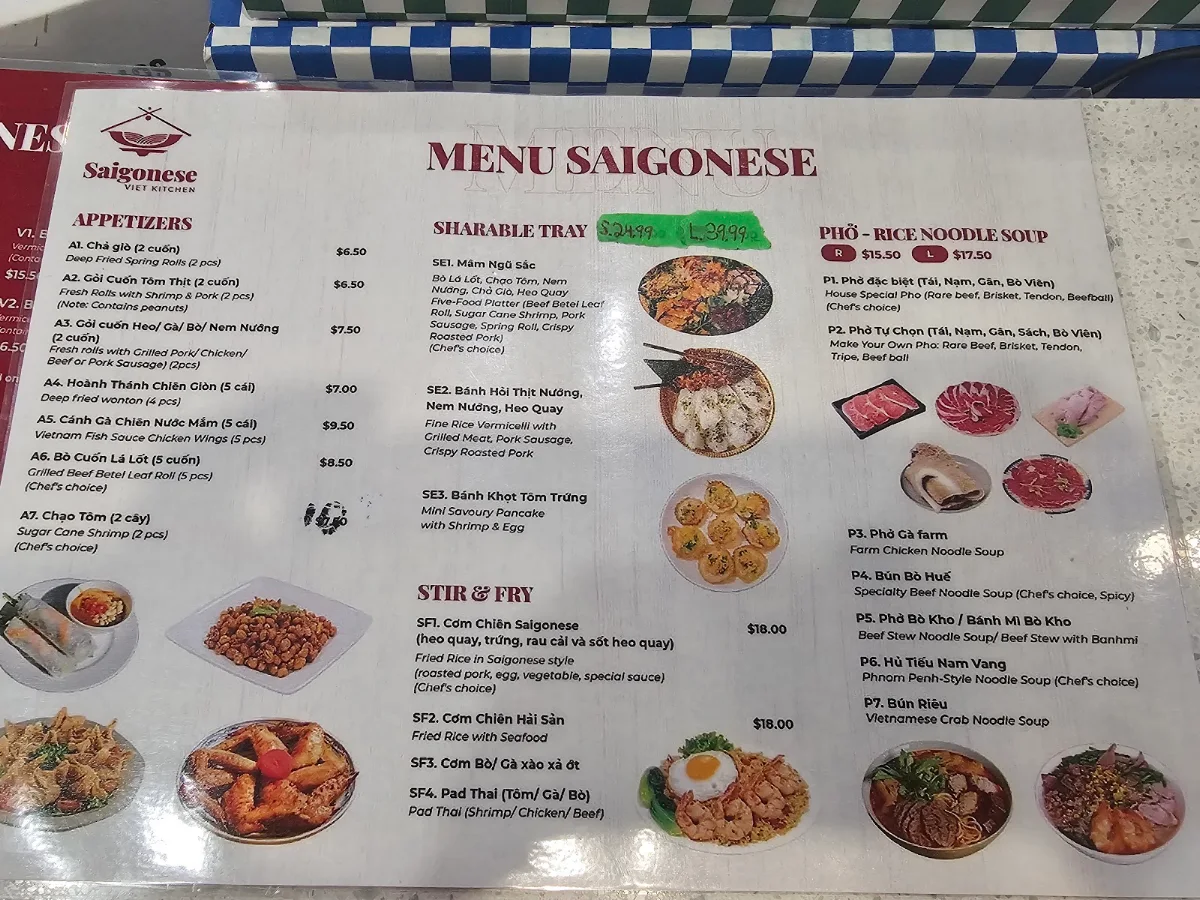Menu, Saigonese Viet Kitchen