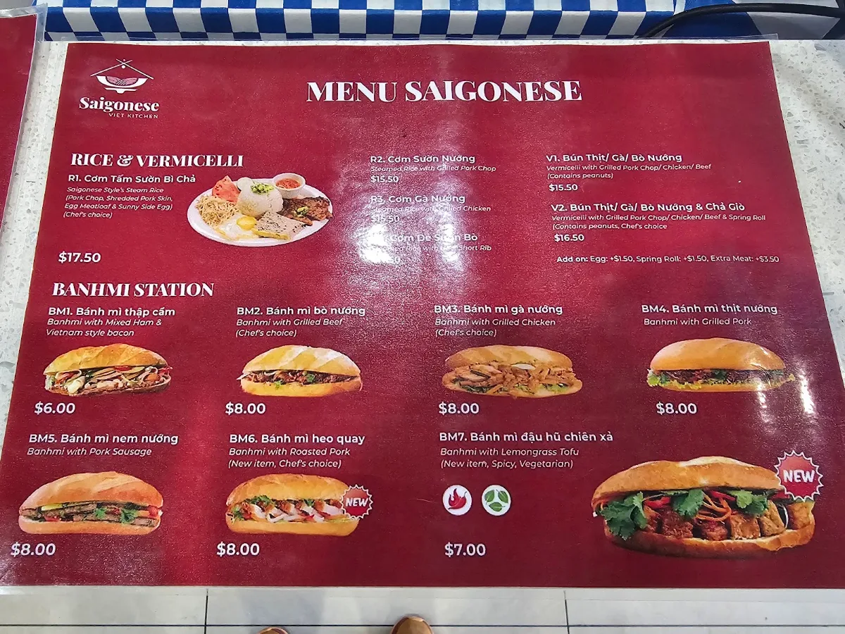Menu, Saigonese Viet Kitchen