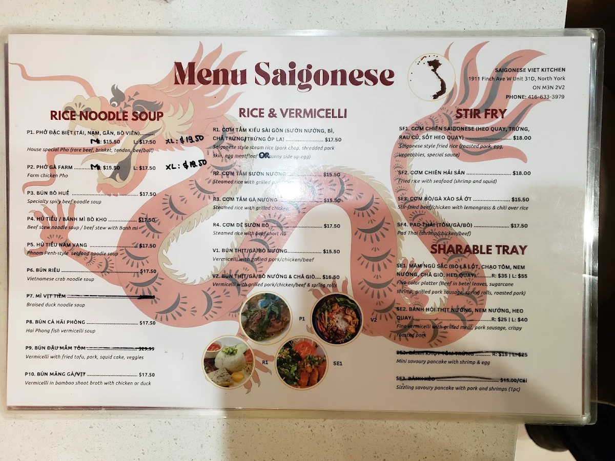 Menu, Saigonese Viet Kitchen