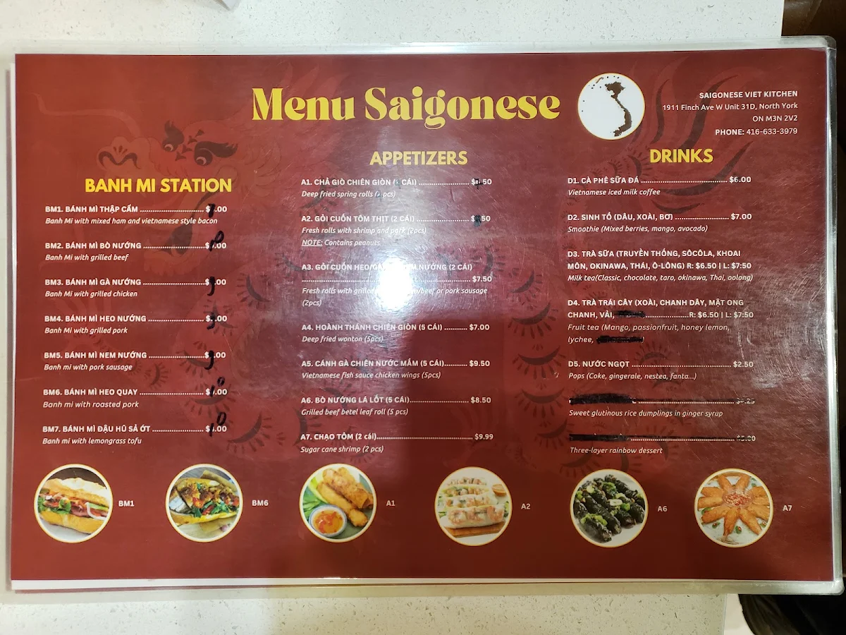 Menu, Saigonese Viet Kitchen