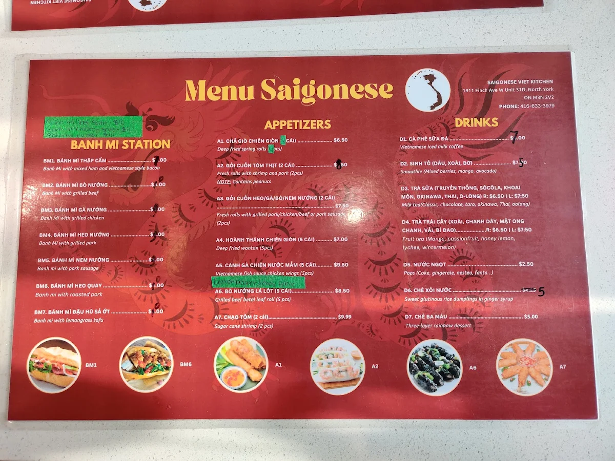 Menu, Saigonese Viet Kitchen