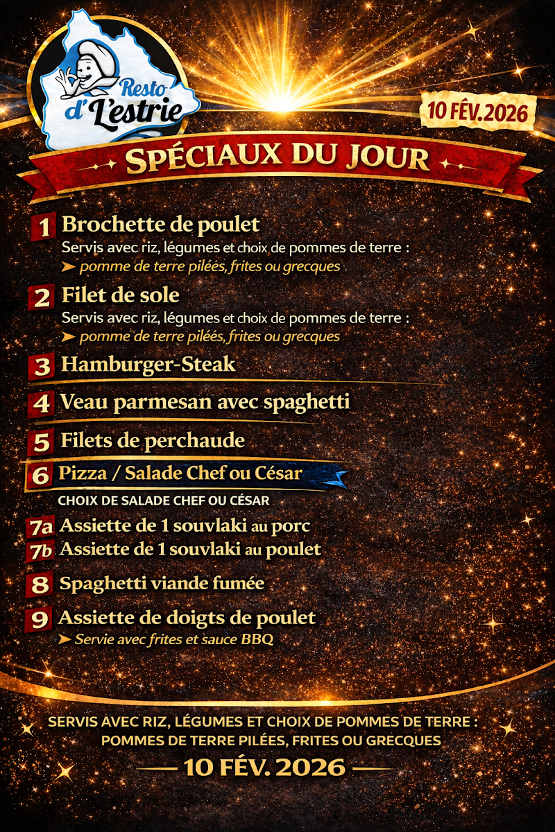Menu, Resto d'l'estrie