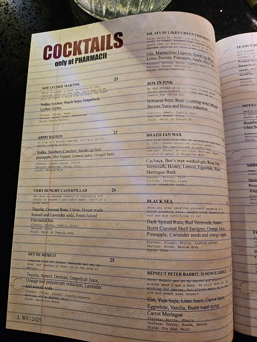 Menu, Pharmacii