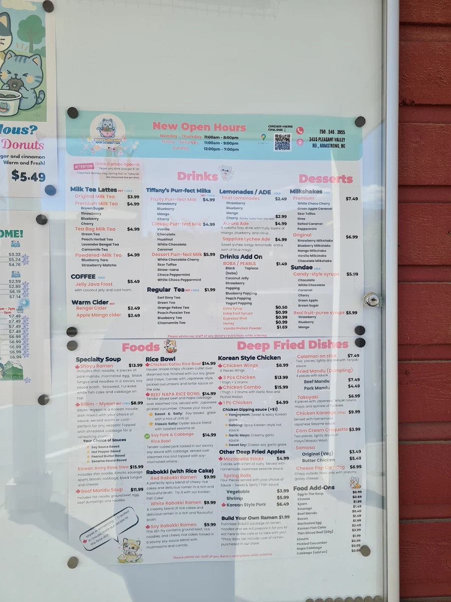 Menu, Tiffany's Asian Treats