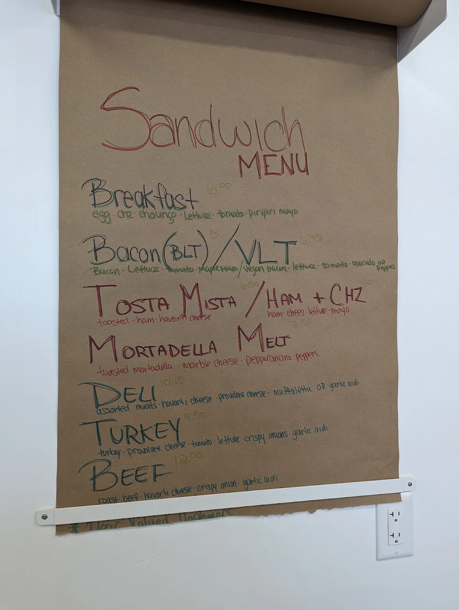 Menu, Boa Bakery