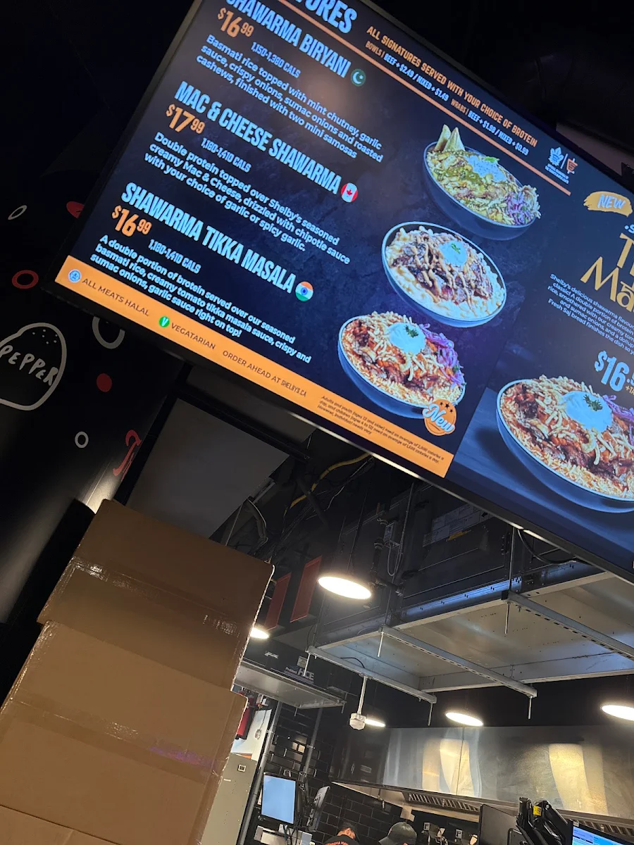 Menu, Shelby's Legendary Shawarma