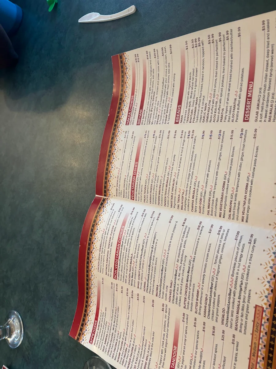 Menu, The Saffron Indian Restaurant