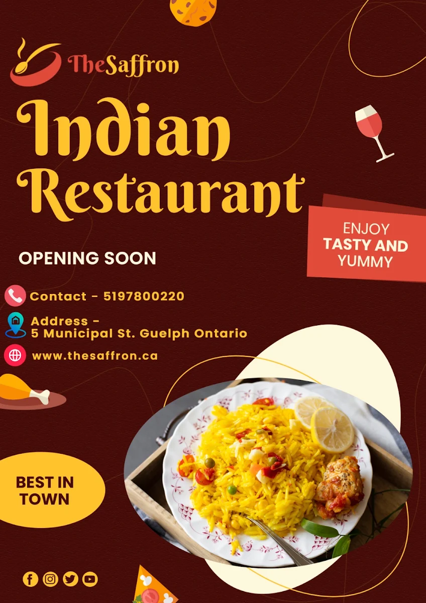 Menu, The Saffron Indian Restaurant